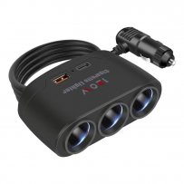 Разветвитель прикуривателя WALKER WSC-21, 80Вт, 3 разъема+ 1 USB (2.1А), 1 Type-C, с индикатором