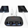 Разветвитель прикуривателя WALKER WSC-21, 80Вт, 3 разъема+ 1 USB (2.1А), 1 Type-C, с индикатором