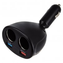 Разветвитель прикуривателя WALKER WSC-31, 100Вт, 2 разъема+ 2 USB (3,1A) QC3.0, с дисплеем