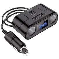 Разветвитель прикуривателя WALKER WSC-45, 120Вт, 2 разъема+ 2 USB (2,4А), 2 Type-C(PD22W) с дисплеем