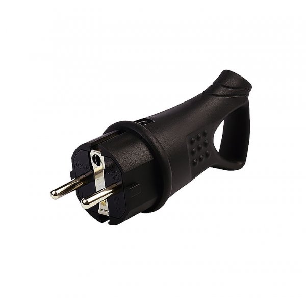 Вилка Smartbuy, угловая с кольцом каучуковая 230В, 2P+PE, 16A, IP44