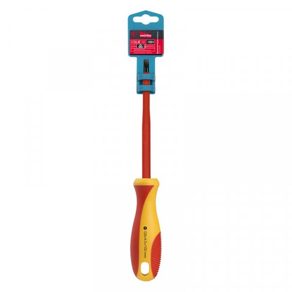 Отвертка диэлектрическая шлицевая SL4x100, до 1000В, VDE, прорез.ручка, Smartbuy Tools