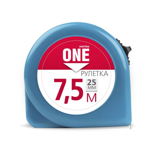 Рулетка измерительная, 7.5м*25мм, пластиковый корпус, фиксатор, усиленный зацеп, Smartbuy One Tools