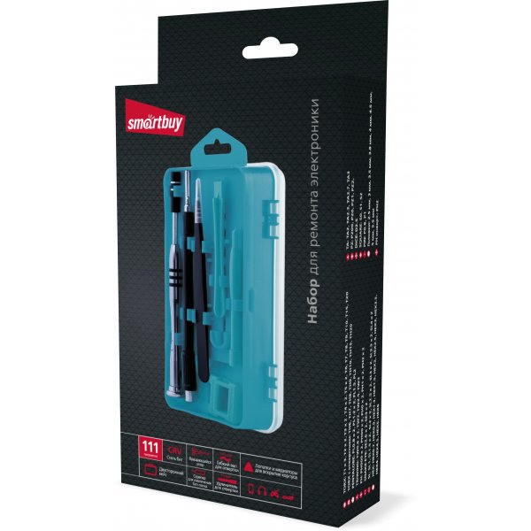 Отвертка с набором бит 111 шт., ст.CR-V, 98 бит,отв., пинц., Smartbuy tools