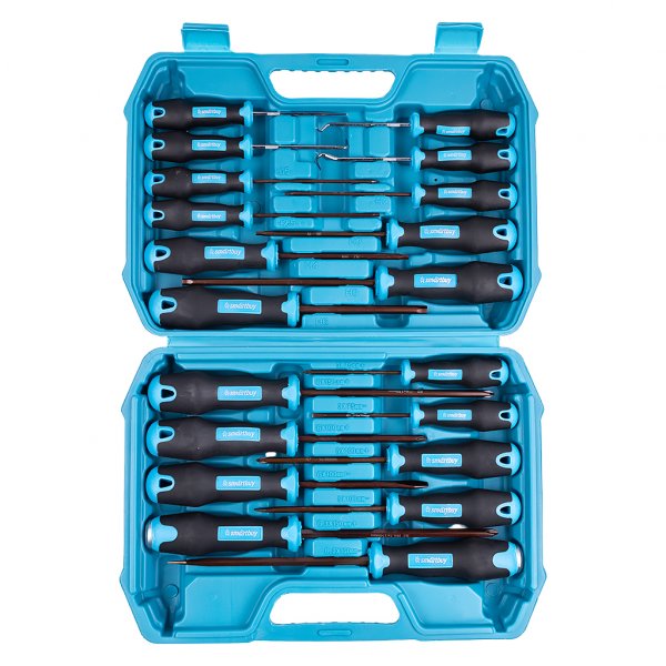 Набор отверток 20 штук, PH, SL, HEX, TORX, крючки, сталь S2, кейс, Smartbuy Tools