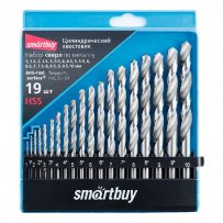 Набор 19 сверл по металлу, D от 1 до 10 мм с шагом 0.5 мм, до HRC62, кейс Smartbuy tools/30