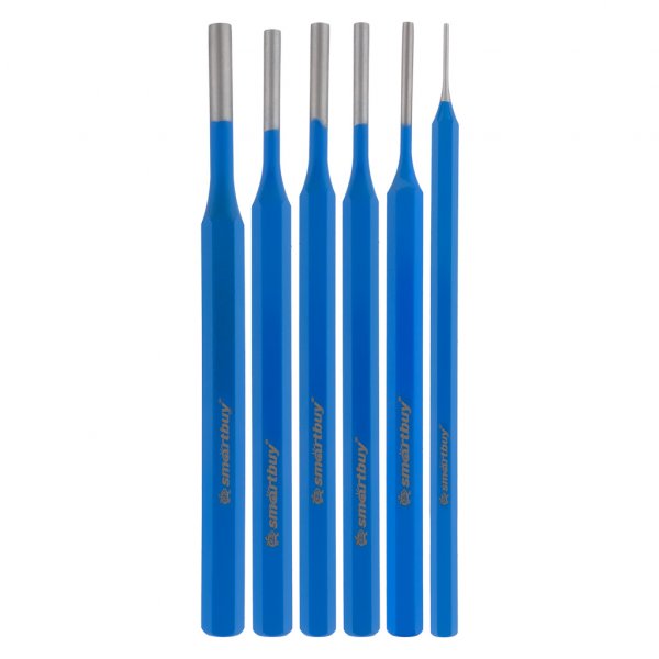 Набор выколоток 6 шт., 1.5, 3, 4, 5, 6, 8 х 150 мм, 48-52 HRC, 40Х, Smartbuy Tools