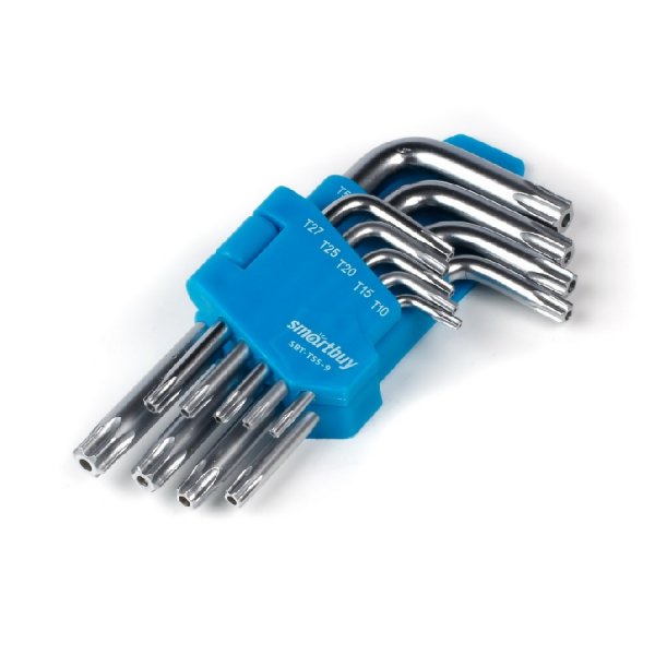 Набор ключей TORX c отверст. 9 шт, TORX:10,15,20,25,27,30,40,50, CR-V, Smartbuy tools