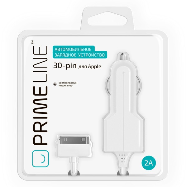 АЗУ кабель 30-pin слитный, 2.1A, Prime Line, белый