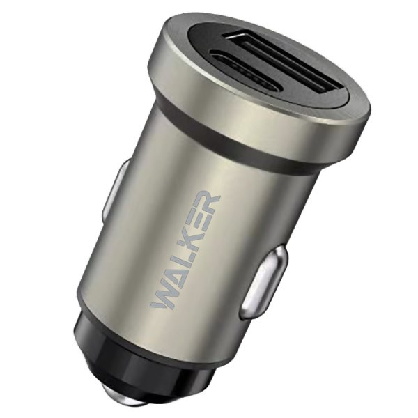 АЗУ Type-C + USB, PD18W, QC3.0, Walker WCR-25, серый