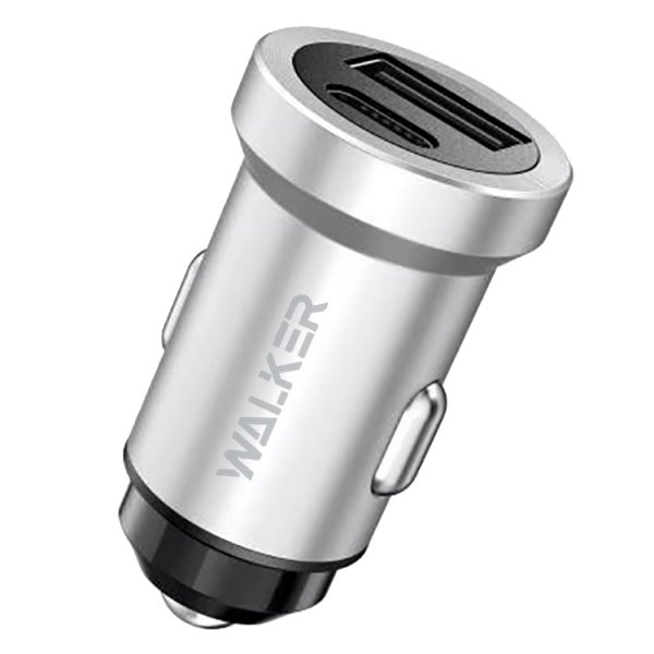АЗУ Type-C + USB, PD18W, QC3.0, Walker WCR-25, серебристый