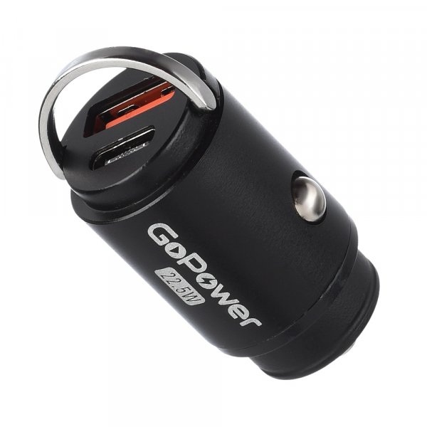 АЗУ Type-C + USB, PD22.5W, GoPower GPQC12, чёрный