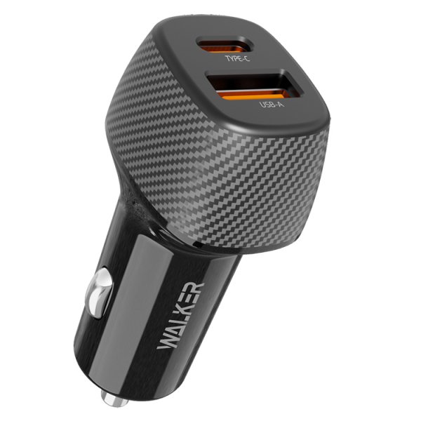 АЗУ Type-C + USB, PD30W, QC3.0, Walker WCR-35, чёрный
