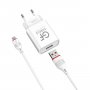 СЗУ USB + кабель micro-USB, 2.1A, GFPoWeR GF20M, белый (48/192)
