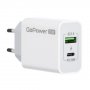 СЗУ Type-C + USB, PD20W, QC3.0, PD3.0, GoPower GPQC08, белый