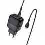 СЗУ USBx2 + кабель micro-USB, 2.4A, Hoco C77A, чёрный