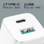 СЗУ Type-C + USB, PD30W, QC3.0, Walker WH-60, белый