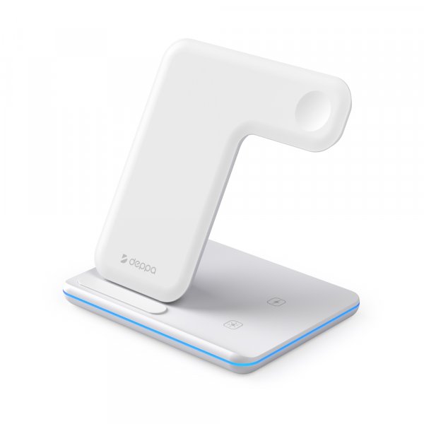 Беспроводное ЗУ, 20W, 3 в 1 Charging Stand Neo: iPhone, Apple Watch, Airpods, Deppa, белый